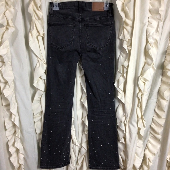 Madewell Cali Demi-Boot Dot Crop Button Fly Jeans Black 23 Mini Kick Flare - Picture 4 of 8